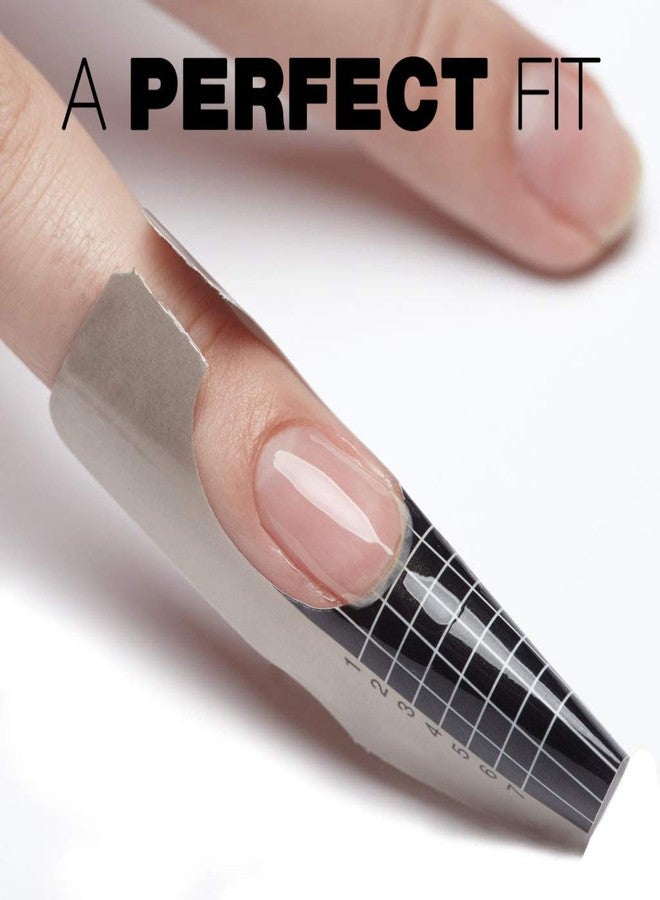 FOK 25 Pieces Nail Art Extension Tip Acrylic Nail/UV GEL Form Guide Sticker - Silver - Image 4