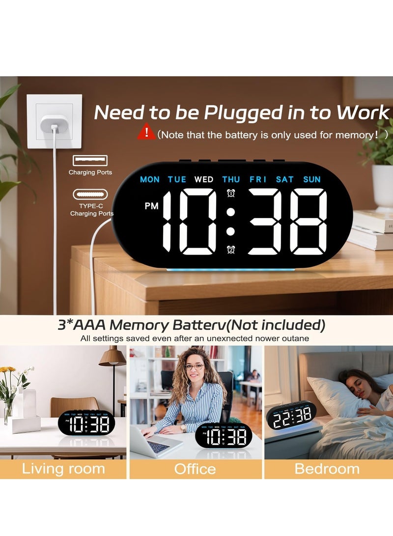 A 7.8-Inch Digital Wake-Up Watch Equipped With Led Lighting Around The X Kimus, Displaying The Day/Date/Temperature/12/24 Hours/Dual Alarms/Nap Function, Bedside Table For Use In Offices And Children's And Adult Bedrooms  - Image 5