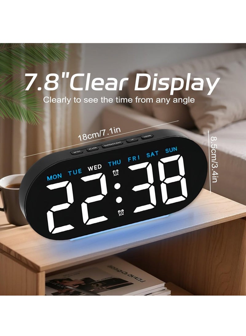 ساعة منبه رقمية بشاشة مقاس 7.8 بوصة مع إضاءة LED محيطة من اكس كيموس، مع عرض لليوم/التاريخ/درجة الحرارة/12/24 ساعة/تنبيه مزدوج/خاصية الغفوة، ساعة طاولة بجانب السرير، للمكتب وغرفة نوم الأطفال والكبار - Image 5
