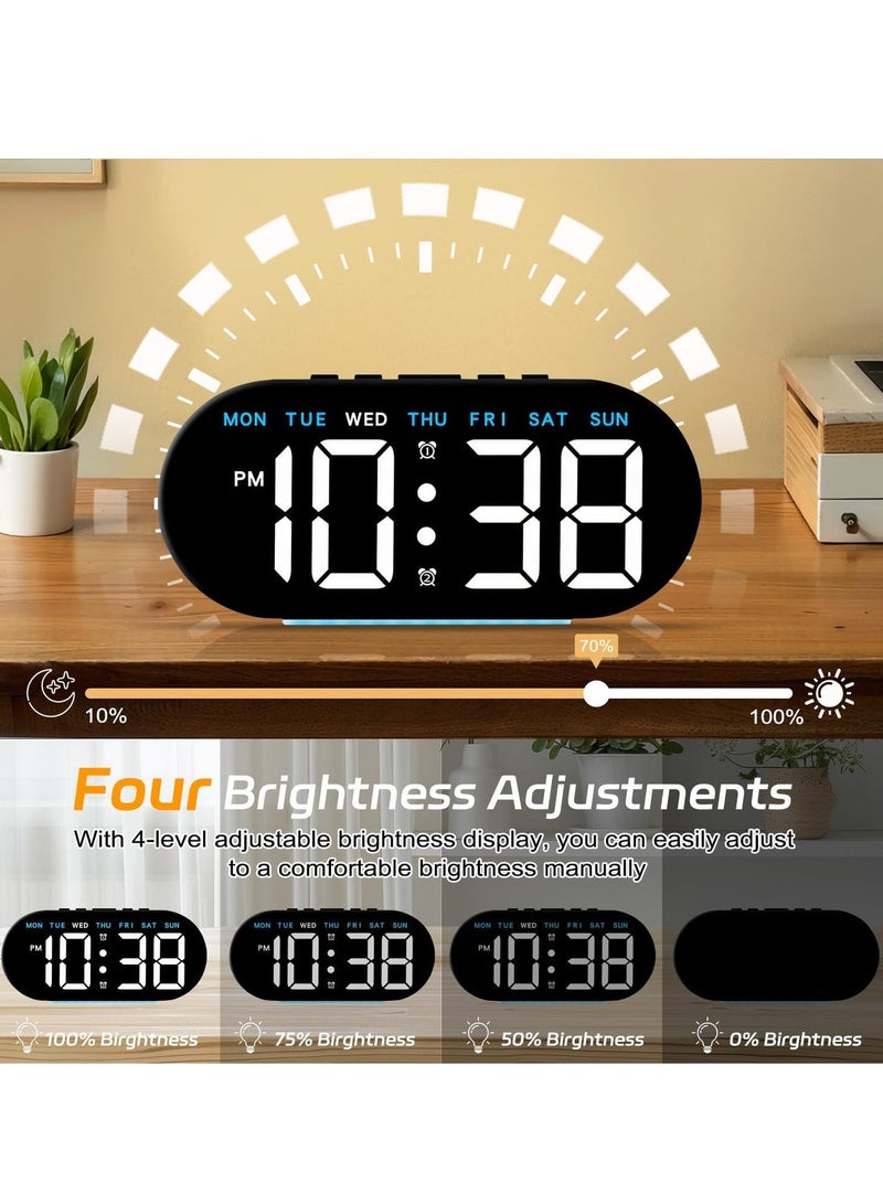 ساعة منبه رقمية بشاشة مقاس 7.8 بوصة مع إضاءة LED محيطة من اكس كيموس، مع عرض لليوم/التاريخ/درجة الحرارة/12/24 ساعة/تنبيه مزدوج/خاصية الغفوة، ساعة طاولة بجانب السرير، للمكتب وغرفة نوم الأطفال والكبار - Image 4