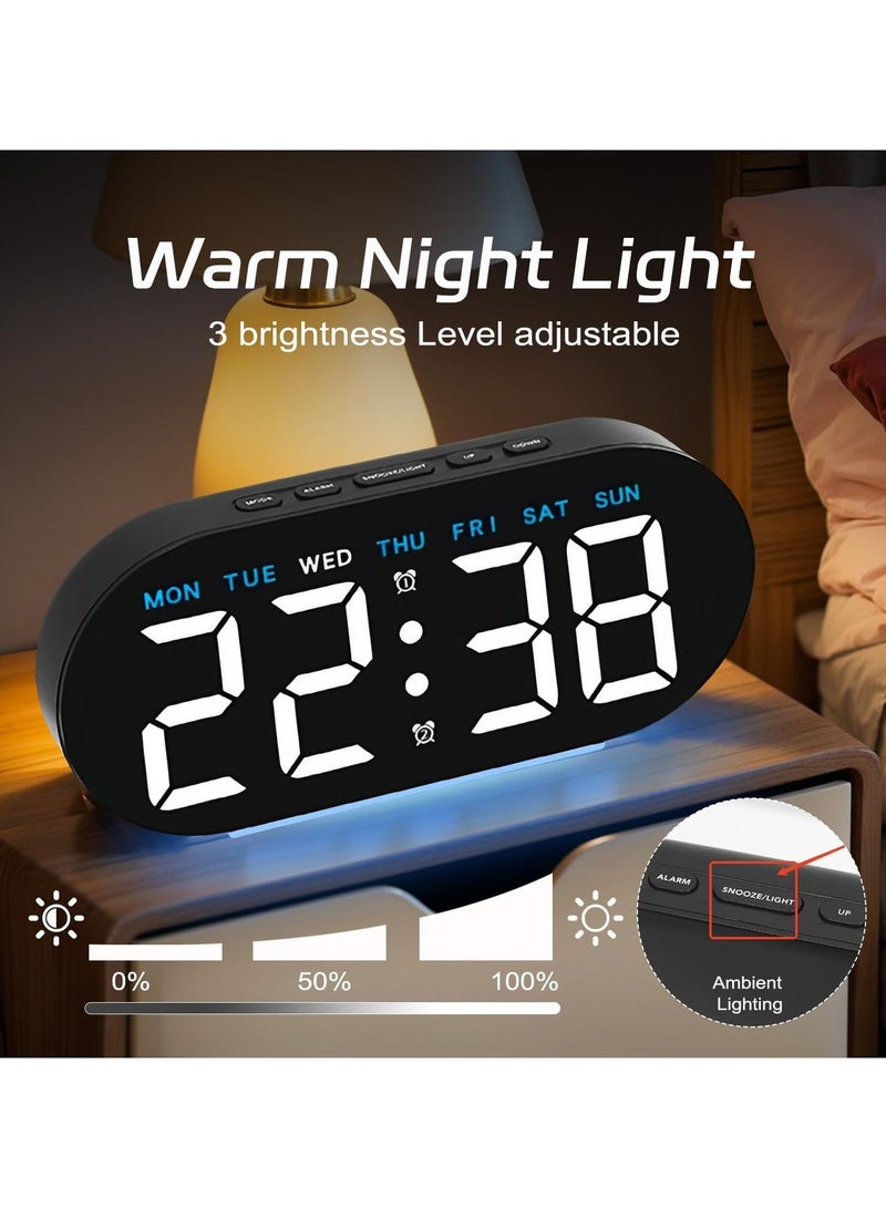 ساعة منبه رقمية بشاشة مقاس 7.8 بوصة مع إضاءة LED محيطة من اكس كيموس، مع عرض لليوم/التاريخ/درجة الحرارة/12/24 ساعة/تنبيه مزدوج/خاصية الغفوة، ساعة طاولة بجانب السرير، للمكتب وغرفة نوم الأطفال والكبار - Image 3
