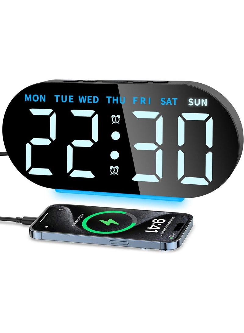 ساعة منبه رقمية بشاشة مقاس 7.8 بوصة مع إضاءة LED محيطة من اكس كيموس، مع عرض لليوم/التاريخ/درجة الحرارة/12/24 ساعة/تنبيه مزدوج/خاصية الغفوة، ساعة طاولة بجانب السرير، للمكتب وغرفة نوم الأطفال والكبار - Image 2