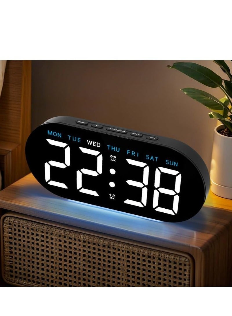 ساعة منبه رقمية بشاشة مقاس 7.8 بوصة مع إضاءة LED محيطة من اكس كيموس، مع عرض لليوم/التاريخ/درجة الحرارة/12/24 ساعة/تنبيه مزدوج/خاصية الغفوة، ساعة طاولة بجانب السرير، للمكتب وغرفة نوم الأطفال والكبار - Image 1