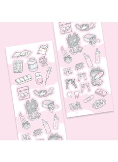 Korean Conversation Frame Kaka Sticker Model Rabbit Leopard Slips Elements Ins Style Hand Account Sticker Diy Patchwork Material Devil bunny