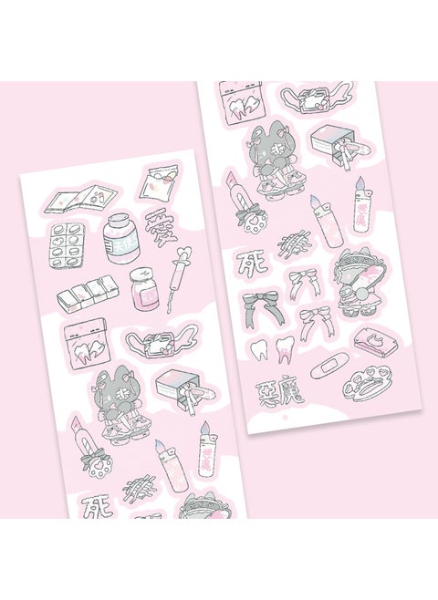 Korean Conversation Frame Kaka Sticker Model Rabbit Leopard Slips Elements Ins Style Hand Account Sticker Diy Patchwork Material Devil bunny