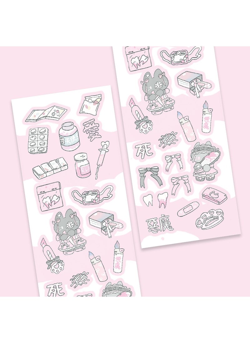 Generic - Korean Conversation Frame Kaka Sticker Model Rabbit Leopard Slips Elements Ins Style Hand Account Sticker Diy Patchwork Material Devil bunny - Image 1