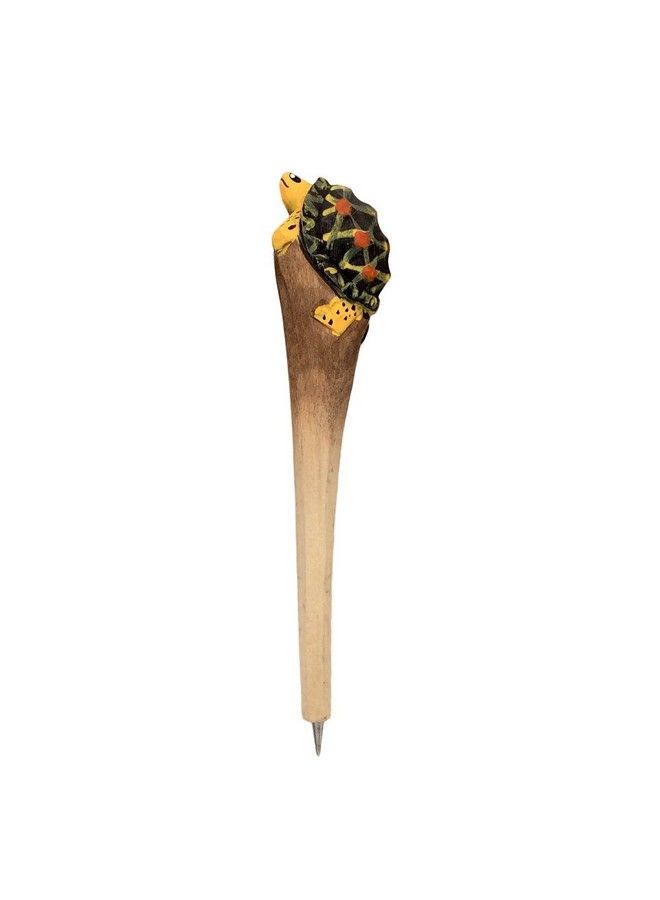 ornerx Wooden Animal Handy Carving Ballpoint Pen Turtle 1Pc - Image 1