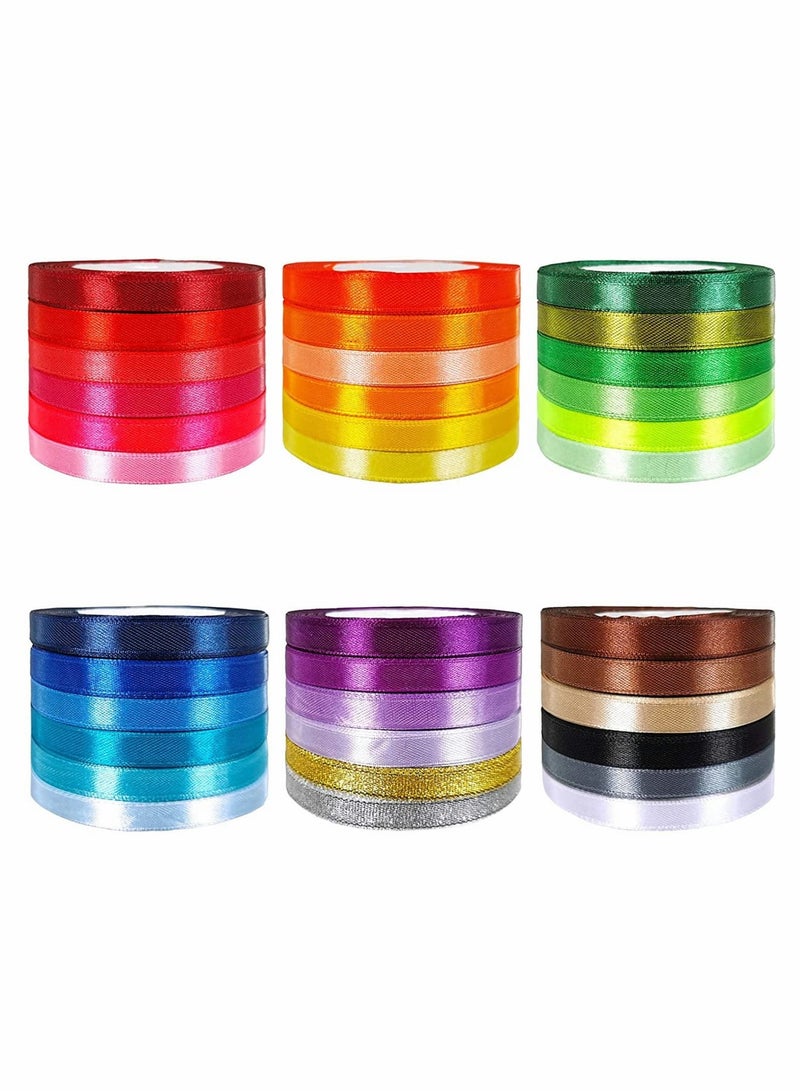 SOLARAE Metallic Glitter Ribbons Rolls Decorative Ribbons, 36 Colors 900 Yards, 25 Yard/roll Satin Ribbon - Image 1