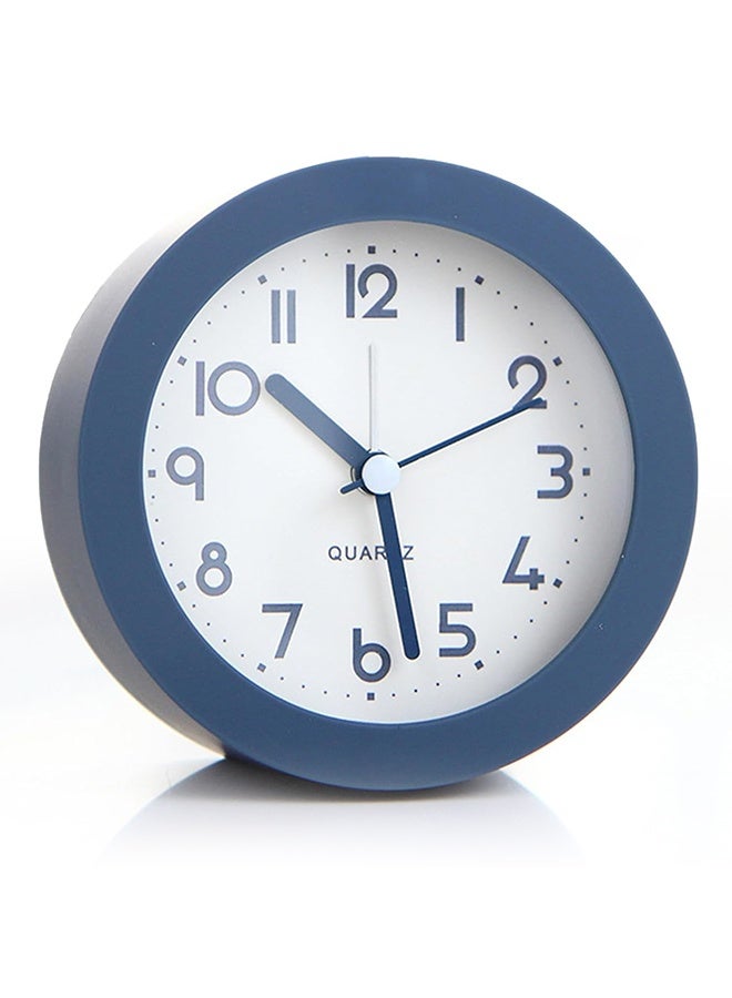 Alarm Clock with Backlight, 4.5 Inches Cute Analog Round Digital Quartz Clock, Non Ticking, Battery Operated, Frosted Texture, Simply Design for Living Room, Bedroom ,Bedside, Desk Decorative (Blue) - Image 1