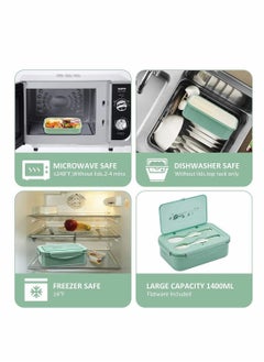 Excefore Bento Boxes for Adults 1400 ML Bento Lunch Box For Kids Childrens With Spoon & Fork - Durable, Leak-Proof for On-the-Go Meal, BPA-Free, and Food-Safe Materials  - Image 5