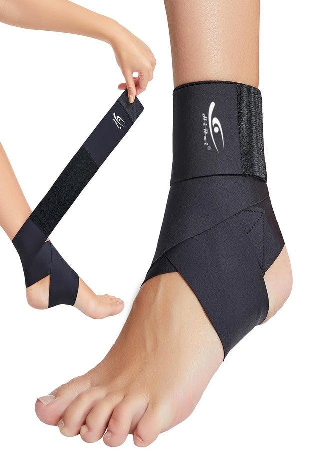 HiRui Ultrathin High-Elastic Ankle Wraps Ankle Brace for Men Women Kids, Adjustable Ankle Straps for Running, Football, Basketball, Sprains, Arthritis, Plantar Fasciitis (Black, Medium (Pack of 1)) - Image 1