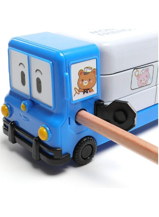 سيلي مي علبة أقلام رصاص على شكل حافلة مدرسية للأطفال مع عجلات ومبراة (معدن) من SillyMe - أزرق - Image 3