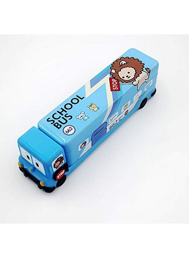 سيلي مي علبة أقلام رصاص على شكل حافلة مدرسية للأطفال مع عجلات ومبراة (معدن) من SillyMe - أزرق - Image 5