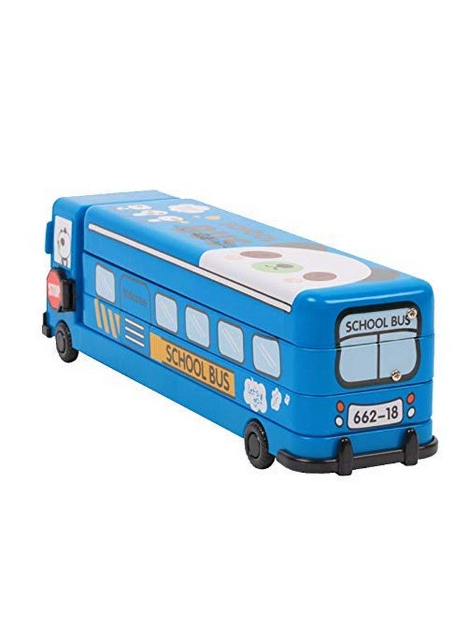 سيلي مي علبة أقلام رصاص على شكل حافلة مدرسية للأطفال مع عجلات ومبراة (معدن) من SillyMe - أزرق - Image 4