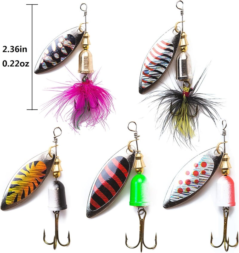 kingforest 10-20pcs Fishing Lures Spinnerbait for Bass Trout Salmon Walleye Hard Metal Spinner Baits Kit with Tackle Box - Image 5