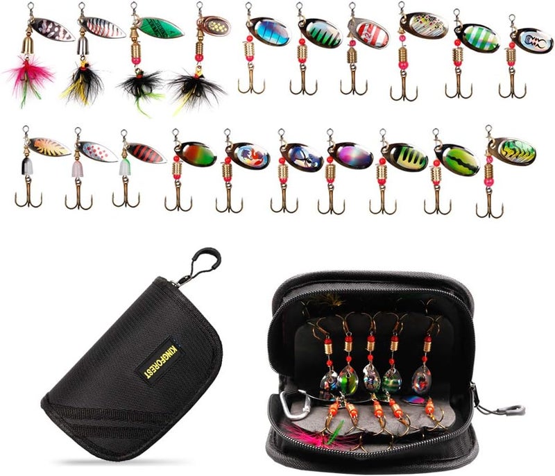 kingforest 10-20pcs Fishing Lures Spinnerbait for Bass Trout Salmon Walleye Hard Metal Spinner Baits Kit with Tackle Box - Image 3