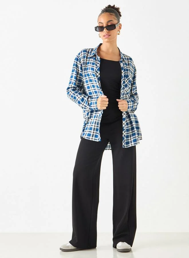 Lee Cooper Lee Cooper Checked Viscose Shirt with Pocket and Long Sleeves