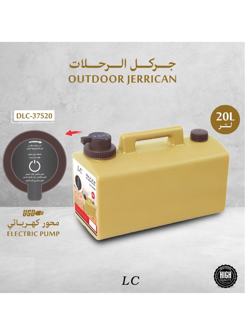 LC - Outdoor HDPE Water Tank Jerrican With Electric Pump For Camping 20 Ltr - Image 1