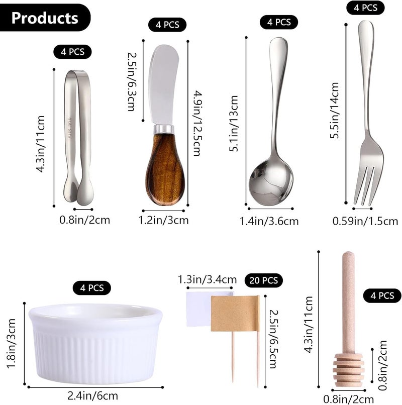 GUZE-US Charcuterie Accessories(25 Psc), Cheese Spreaders For Charcuterie Board, Mini Serving Spoons, Blank Toothpick Flags, Bowl For Christmas Pastry Making, forks And Mini Serving Tongs - Image 2