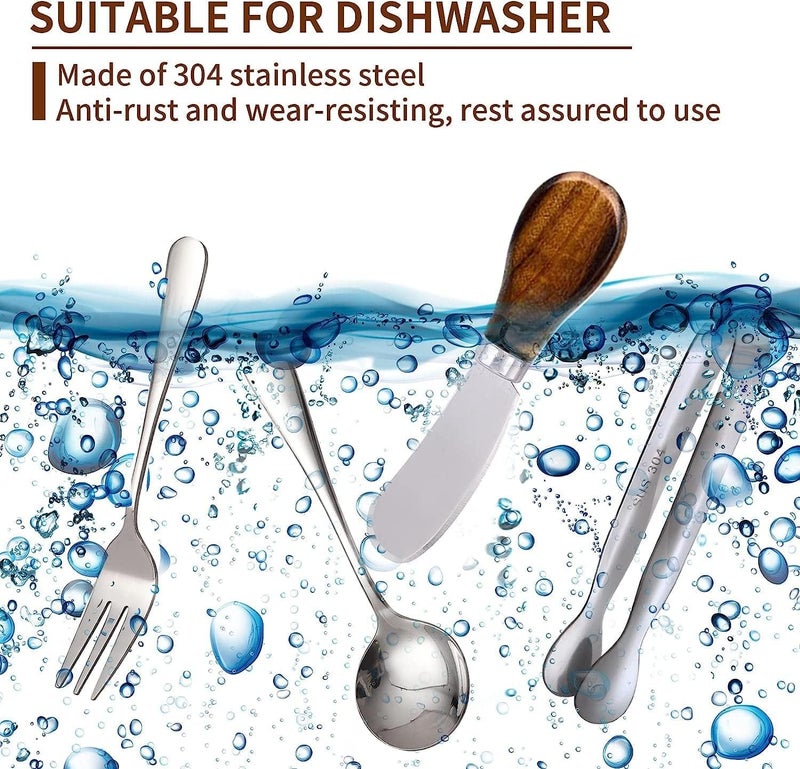 GUZE-US Charcuterie Accessories(25 Psc), Cheese Spreaders For Charcuterie Board, Mini Serving Spoons, Blank Toothpick Flags, Bowl For Christmas Pastry Making, forks And Mini Serving Tongs - Image 4