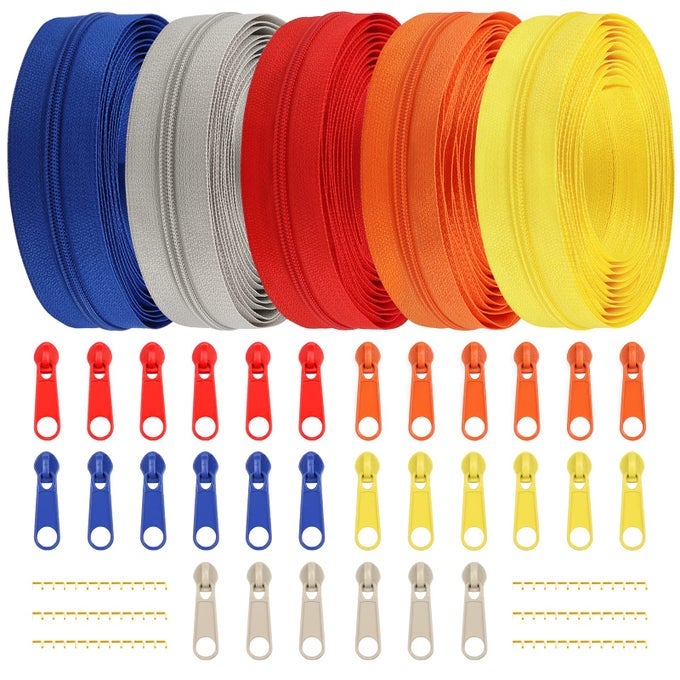 28 MM ZIPPERS 14 M NYLON ENDLESS ZIP SET WITH SLIDER AND ZIP FOR SEWING AND CRAFTS 5 COLORS