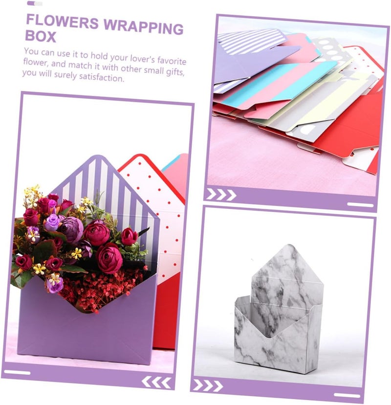 WRITWAA 10pcs Flower Envelope Boxes Foldable Boxes Floral Wrapping Packaging Storage for Florist Bouquet Presentation and Party Decorations Random Style - Image 3