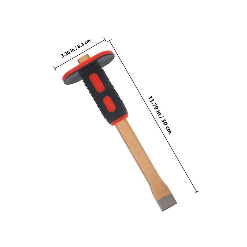 300mm Heavy Duty Masonry Chisel Flat Head with Hand Guard Tungsten Alloy Steel for Stone Concrete Woodworking - Image 4