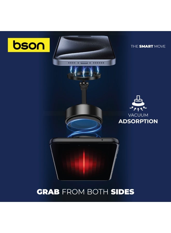 BSON حامل الهاتف ذو الشفط الفائق - قاعدة مغناطيسية مع شفط مفرغ، دوران 360°، تشغيل بيد واحدة وتوافق عالمي لمشاهدة آمنة داخل السيارة لجميع الأجهزة - Image 4