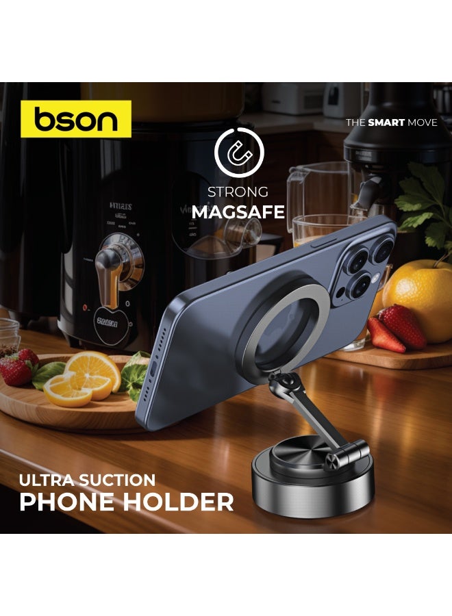 BSON حامل الهاتف ذو الشفط الفائق - قاعدة مغناطيسية مع شفط مفرغ، دوران 360°، تشغيل بيد واحدة وتوافق عالمي لمشاهدة آمنة داخل السيارة لجميع الأجهزة - Image 2