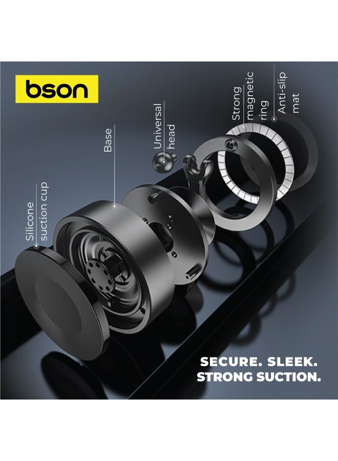 BSON حامل الهاتف ذو الشفط الفائق - قاعدة مغناطيسية مع شفط مفرغ، دوران 360°، تشغيل بيد واحدة وتوافق عالمي لمشاهدة آمنة داخل السيارة لجميع الأجهزة - Image 5