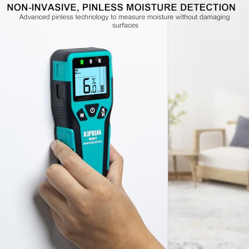 Kiprim Pinless Moisture Meter Home Moisture Level Tester Damp Meter for Floor,Wood, Walls, Concrete – Accurate Non-Destructive Testing Moisture Meter WM01 - Image 2