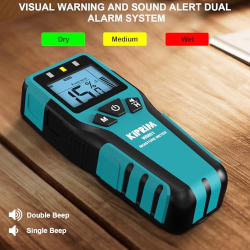 Kiprim Pinless Moisture Meter Home Moisture Level Tester Damp Meter for Floor,Wood, Walls, Concrete – Accurate Non-Destructive Testing Moisture Meter WM01 - Image 5