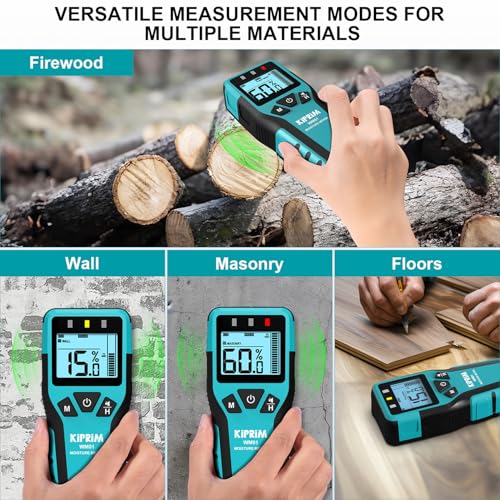 Kiprim Pinless Moisture Meter Home Moisture Level Tester Damp Meter for Floor,Wood, Walls, Concrete – Accurate Non-Destructive Testing Moisture Meter WM01 - Image 3