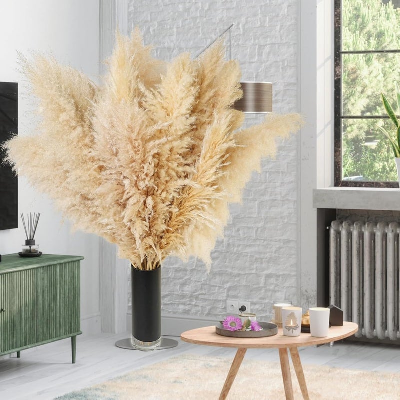 ANPROOR 10 PCS 40" Tall Pampas Grass Stems in Natural Beige, Add a Boho Touch to Your Space—Pompas Grass Ideal for Floral Arrangements, Floor Vases, Weddings, and Creating a Bohemian Ambiance at Home. - Image 5