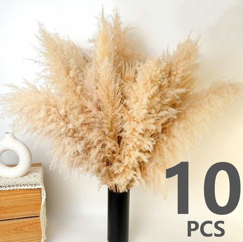 ANPROOR 10 PCS 40" Tall Pampas Grass Stems in Natural Beige, Add a Boho Touch to Your Space—Pompas Grass Ideal for Floral Arrangements, Floor Vases, Weddings, and Creating a Bohemian Ambiance at Home. - Image 4