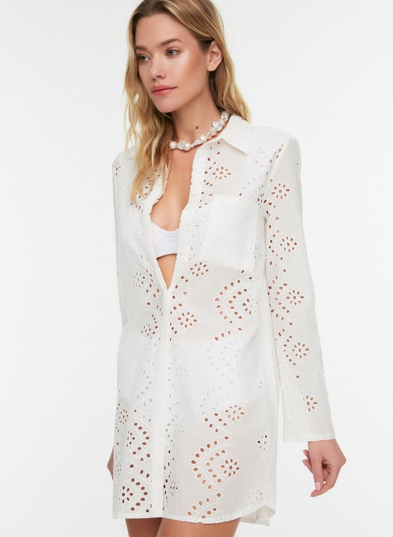 trendyol Broderie Detail Shirt - Image 4
