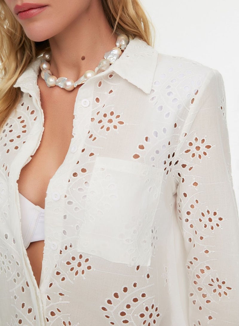 trendyol Broderie Detail Shirt - Image 3