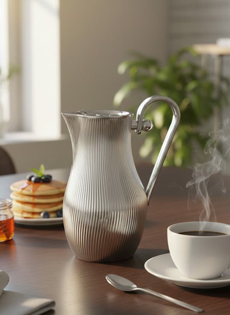 GAZELLA Tea/Coffee Flask 1 Liter Metallic Silver