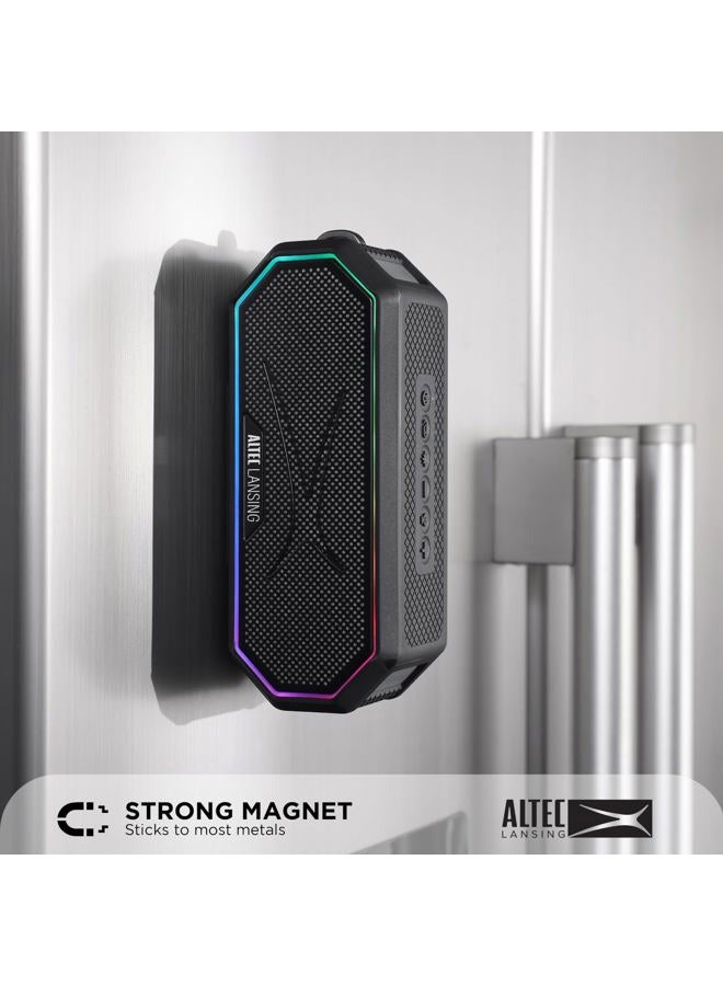 Altec Lansing Magnetic Bluetooth Speaker HYDRAJOLT 2.0, Waterproof IP67, 12W Output Power, 16H Battery, Multicolor LED, 100ft Wireless Range, Voice Assistant, USB-C Quick Charge - Image 3