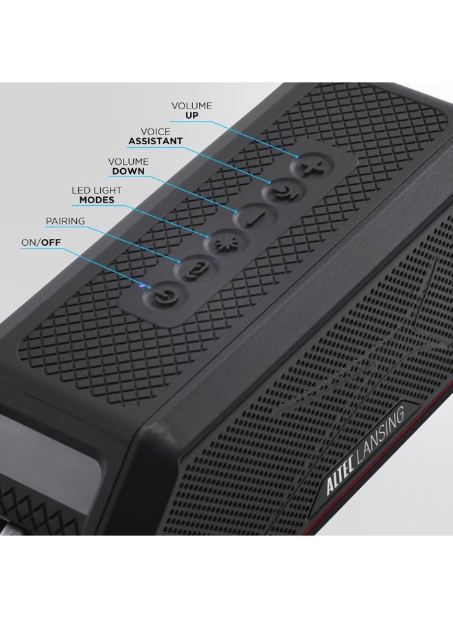 Altec Lansing Magnetic Bluetooth Speaker HYDRAJOLT 2.0, Waterproof IP67, 12W Output Power, 16H Battery, Multicolor LED, 100ft Wireless Range, Voice Assistant, USB-C Quick Charge - Image 4