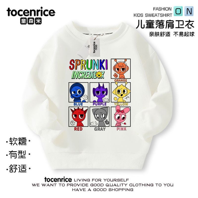 Sprunki Rhythm Box Music Game Children'S Sweater Peripheral Clothes Cotton Fleece-Lined Top - Image 1