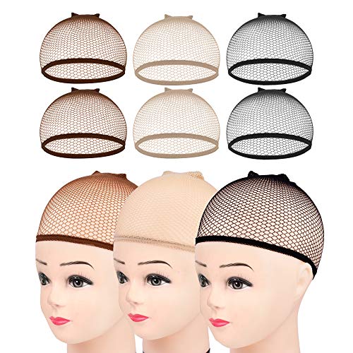 MORGLES Mesh Wig Cap for Women Men, 6PCS Hair Net for Wig Closed End, Brown, Beige, Black - Image 1