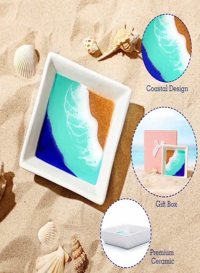 Nefelibata Beach Gift for Women Ocean Ceramic Jewelry Tray Coastal Ring Holder - Image 4
