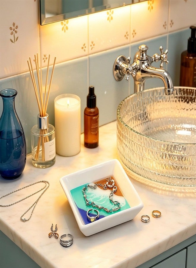 Nefelibata Beach Gift for Women Ocean Ceramic Jewelry Tray Coastal Ring Holder - Image 2