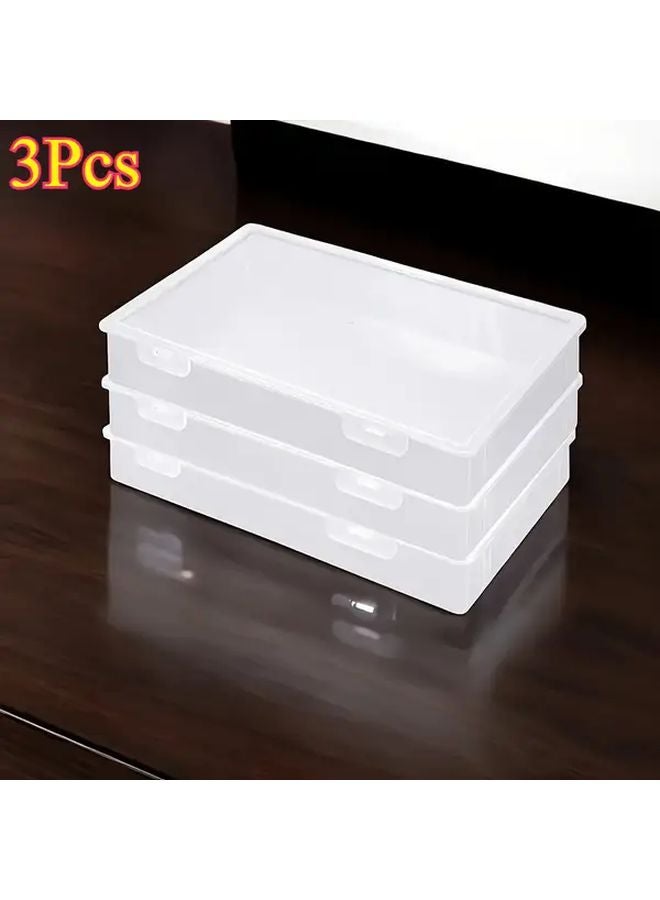 3 علب تخزين شفافة مقاس A4 مع غطاء مضاد للغبار منظّم سطح المكتب - Image 1
