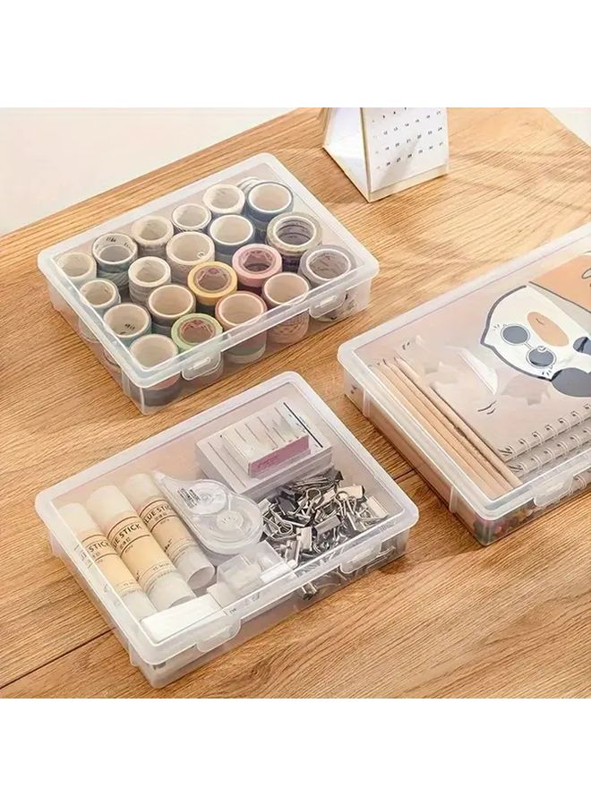 3 علب تخزين شفافة مقاس A4 مع غطاء مضاد للغبار منظّم سطح المكتب - Image 5