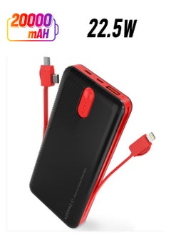 20000mAh Power Bank USB-C Fast Charging Power Banks in-Built Charging Cable