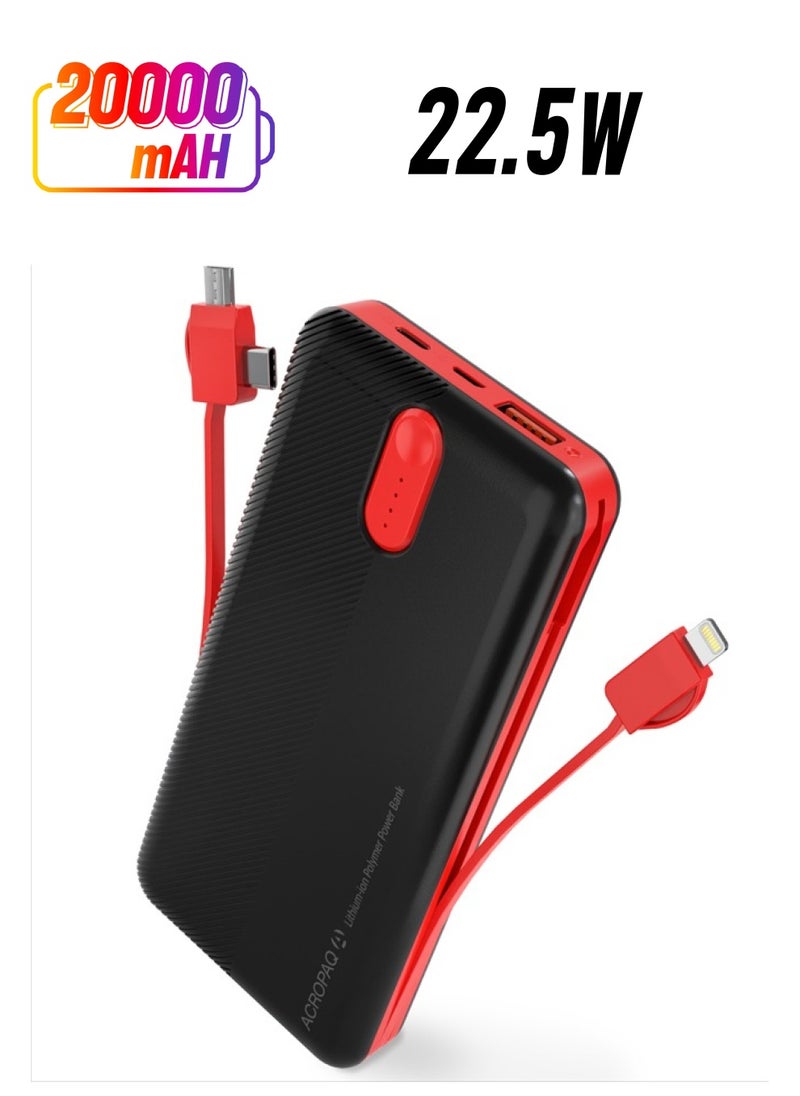 LDNIO - 20000mAh Power Bank USB-C Fast Charging Power Banks in-Built Charging Cable - Image 1