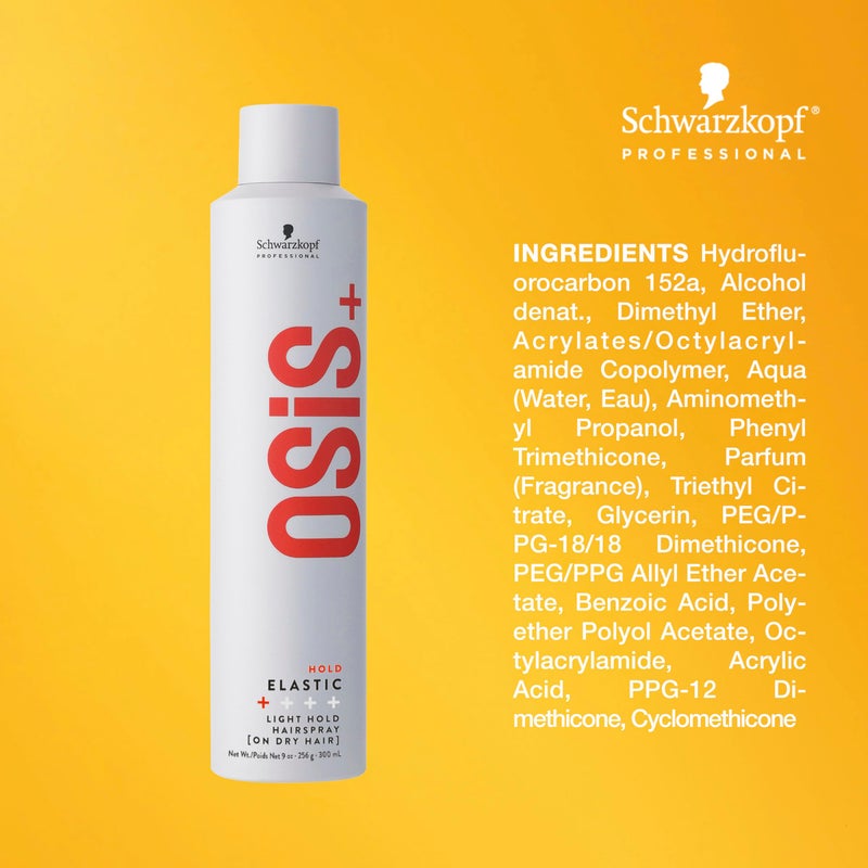OSiS+ Elastic Light Hold Hairspray 9oz - |Lightweight Brushable Hold | Heat Protection and Shine for All Hair Types - Image 4