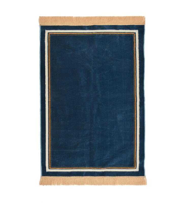 DEESAK DEESAK Modern Premium Janamaz Prayer Mat Musalla Soft Velvet Mat for Salah Musallah and Namaz Color Light Blue  - Image 3